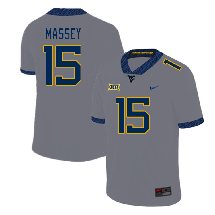 Men #15 Noah Massey West Virginia Mountaineers College Football Jerseys Stitched Sale-Gray